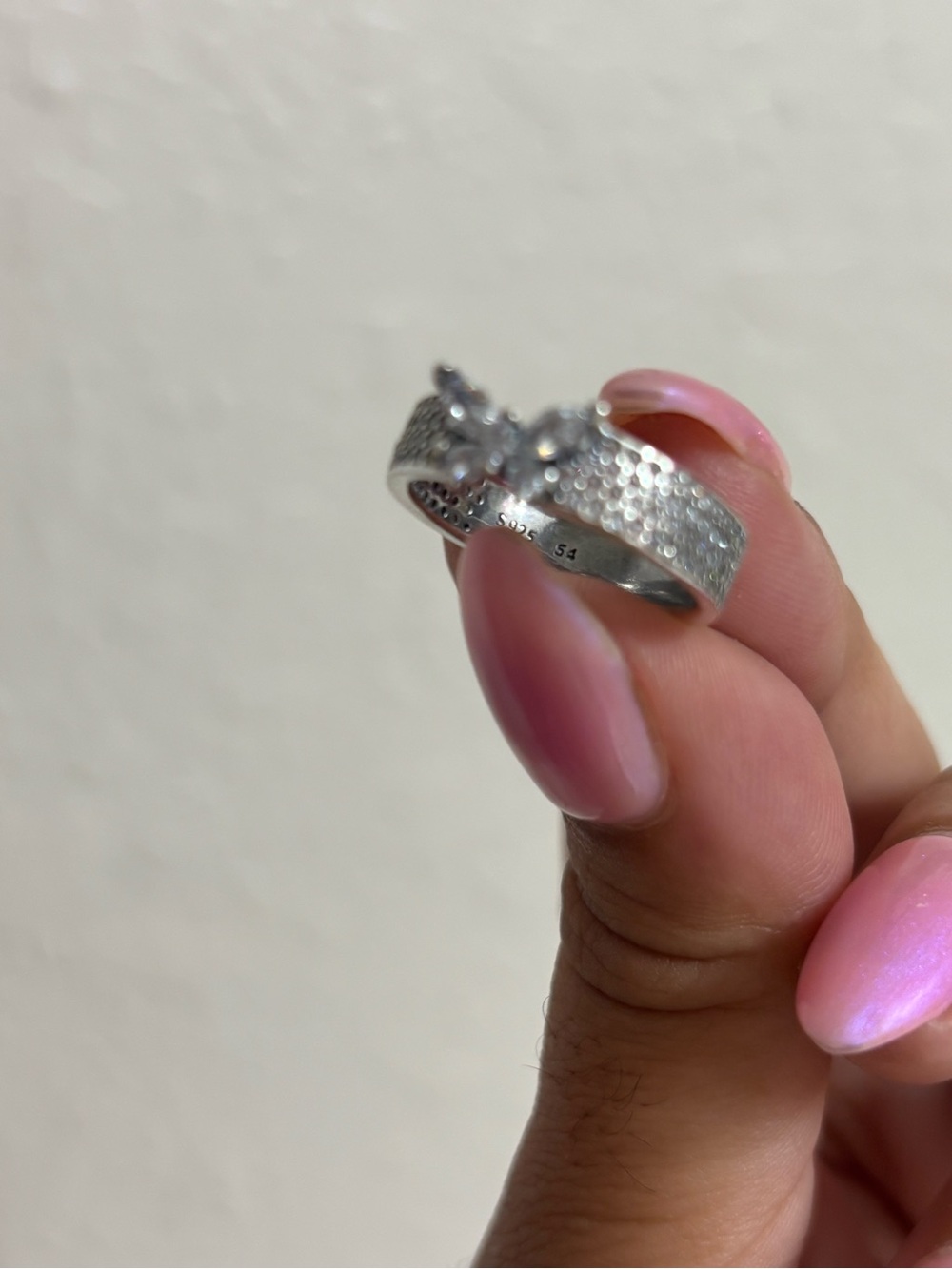 Silver Butterfly Accent Pavé Band Ring - Picture 4 of 5